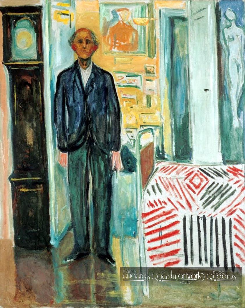 Autorretrato entre reloj y cama, Munch