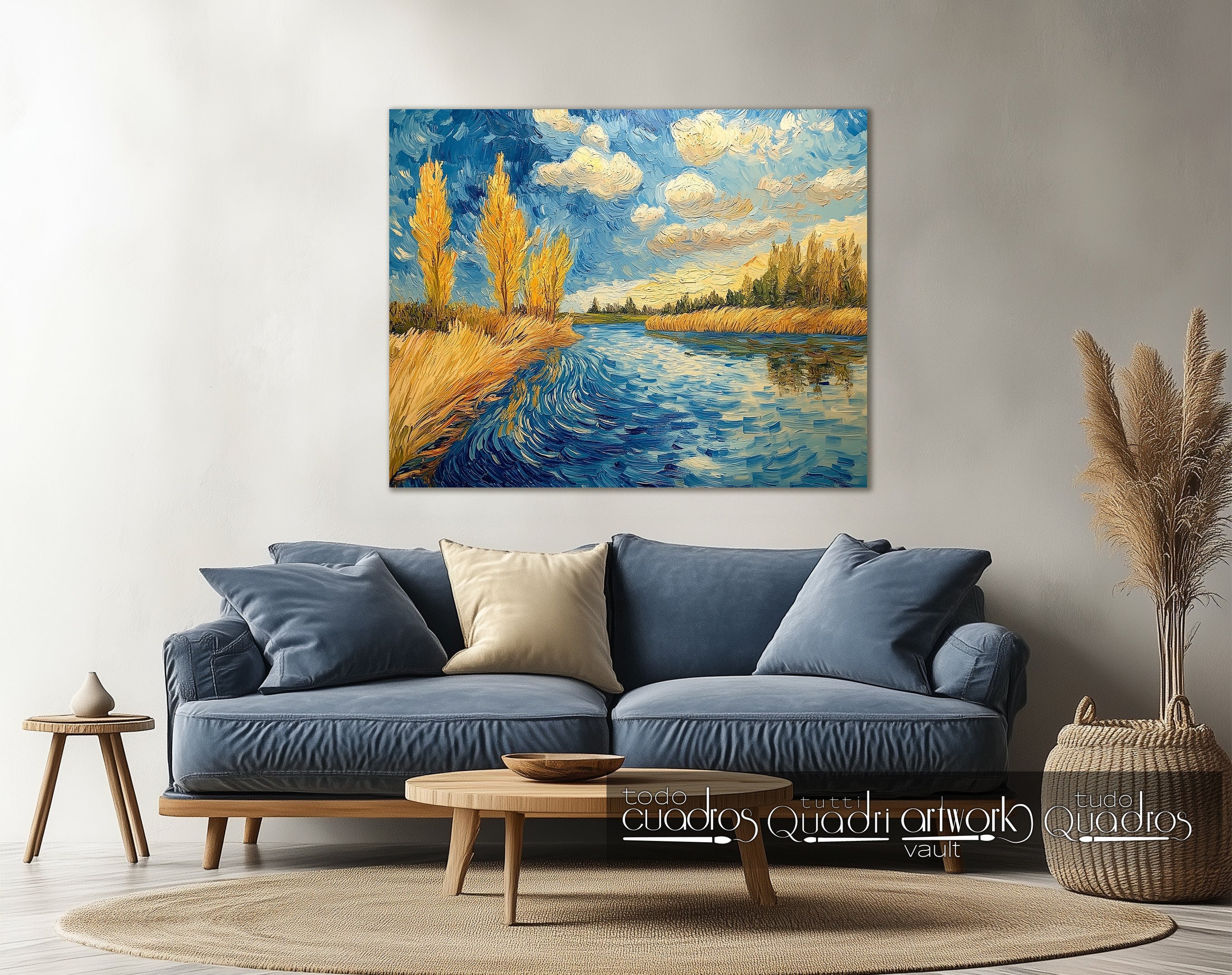 Paisaje fluvial, estilo van gogh