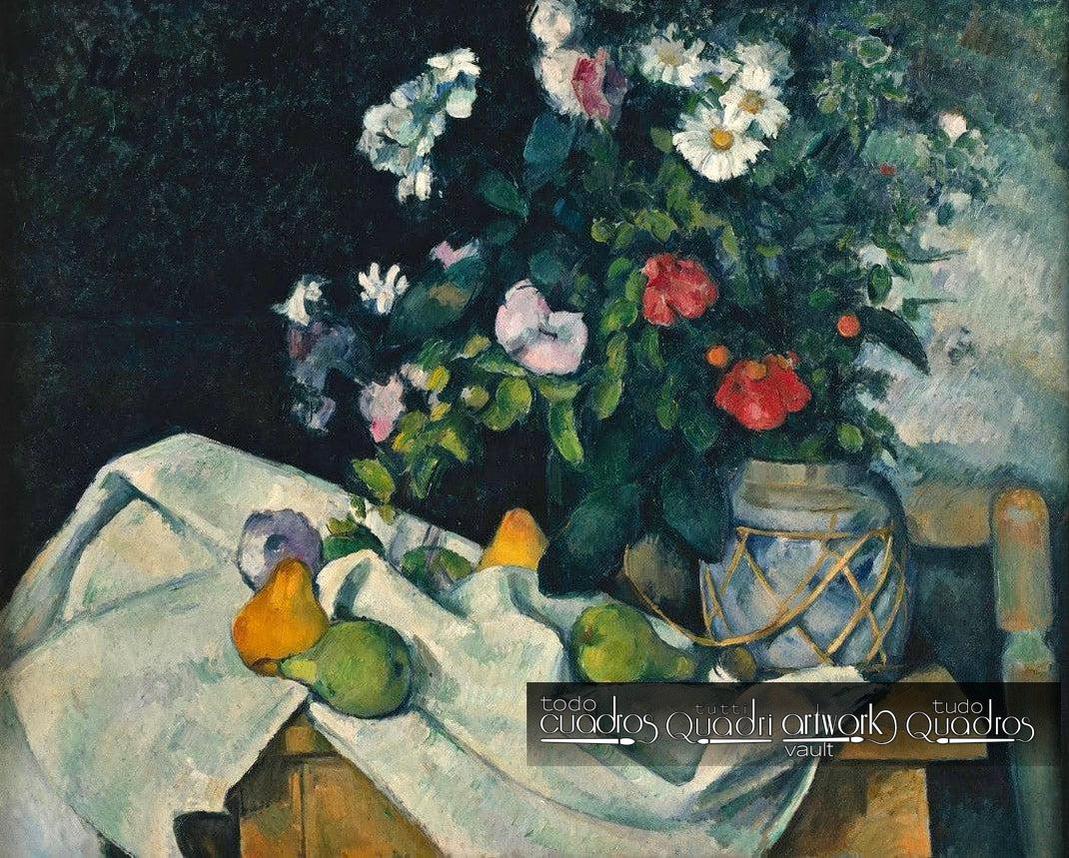 Naturaleza muerta con flores y frutas, Cézanne