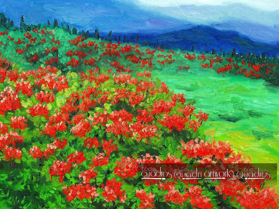 Paisaje florido, Óleo