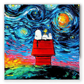 Snoopy en la noche estrellada